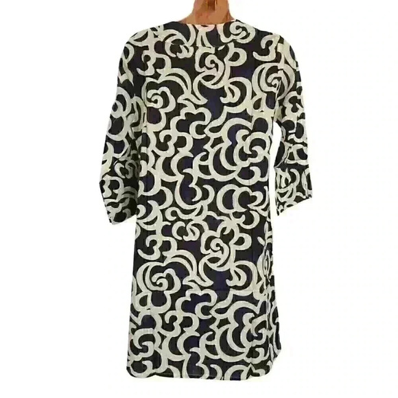 Le Sirenuse by J.Crew 100% Cotton 3/4 Sleeve V-Neck Patterned Dress $150 - Picture 4 of 14